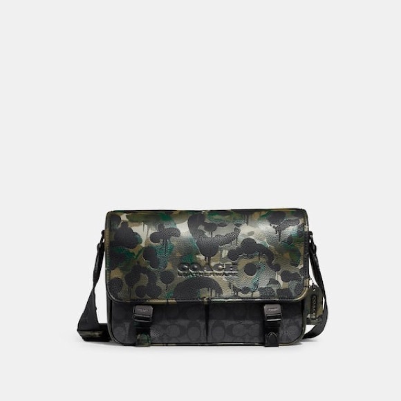 Coach League Messenger Bag In Signature Canvas With Camo Print - Picture 1 of 4